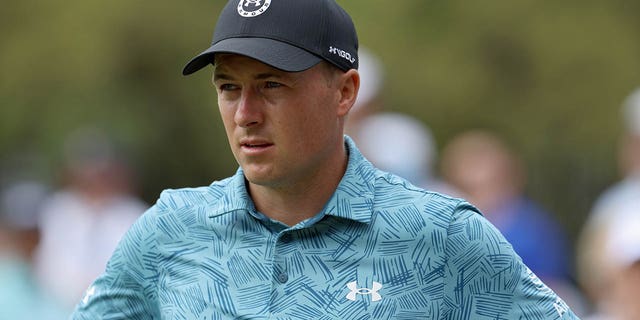 Jordan Spieth of the United States looks on from the seventh green during day two of the World Golf Championships-Dell Technologies Match Play at Austin Country Club on March 23, 2023 in Austin, Texas.