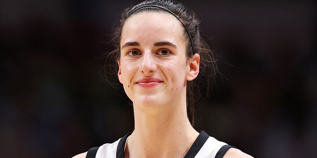 Caitlin Clark of the Iowa Hawkeyes during the LSU Lady Tigers championship game on April 2, 2023, in Dallas.