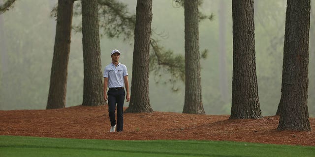 Will Zalatoris of the United States walks up the 11th hole during a practice round prior to the 2023 Masters Tournament at Augusta National Golf Club April 5, 2023, in Augusta, Ga. 