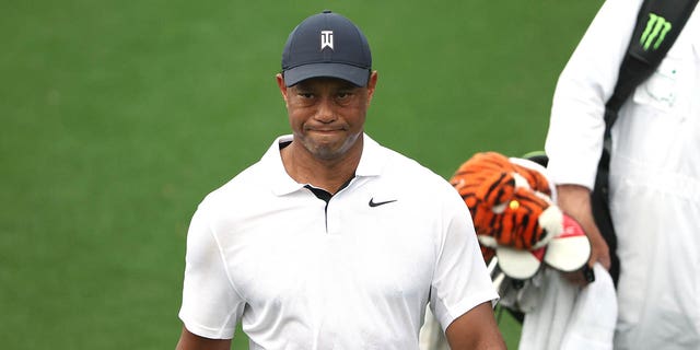 Tiger Woods during the first round of the Masters Tournament at Augusta National Golf Club on April 6, 2023.