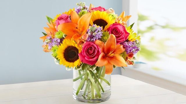 Bouquet of colorful flowers in a vase