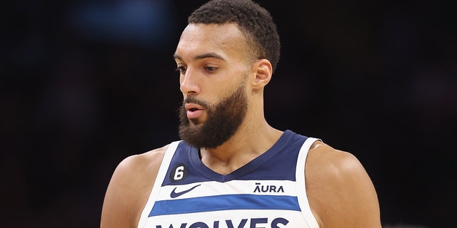 Rudy Gobert of the Minnesota Timberwolves during the Suns game at Footprint Center on March 29, 2023, in Phoenix, Arizona.