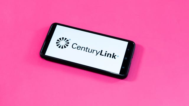 CenturyLink logo on a phone against pink background