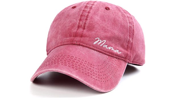 mama hat in pinkish red