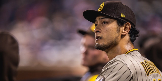 Yu Darvish of the San Diego Padres looks out at the field in the third inning against the Mets at Citi Field on April 10, 2023, in New York City.