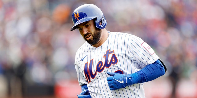 Tomas Nido of the Mets during the fourth inning against the Miami Marlins at Citi Field on April 8, 2023, New York City.