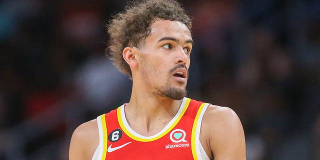 Atlanta Hawks guard Trae Young in action against the Indiana Pacers in the second quarter at State Farm Arena in Atlanta March 25, 2023.