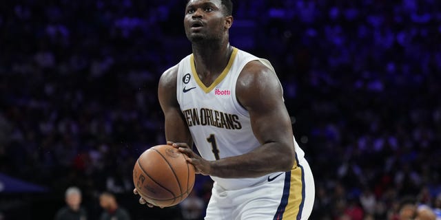 Zion Williamson #1 of the New Orleans Pelicans prepares to shoot a free throw during the game against the Philadelphia 76ers on January 2, 2023 at the Wells Fargo Center in Philadelphia, Pennsylvania.