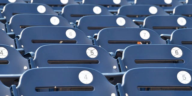 Seats during Game 3 of the College World Series championship series between the Michigan Wolverines and Vanderbilt Commodores June 26, 2019, at TD Ameritrade Park Omaha in Omaha, Neb.