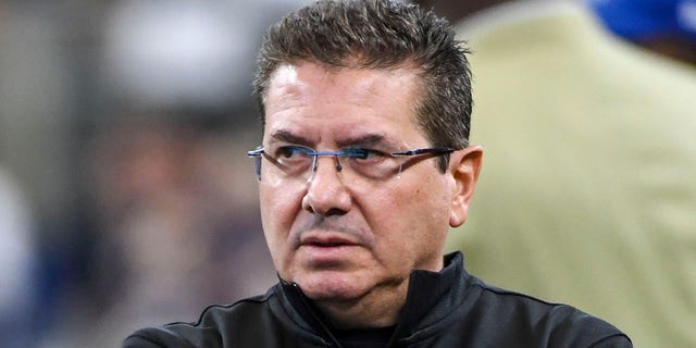 Daniel Snyder watches his team warm up prior to action against the Dallas Cowboys at AT&amp;T Stadium.