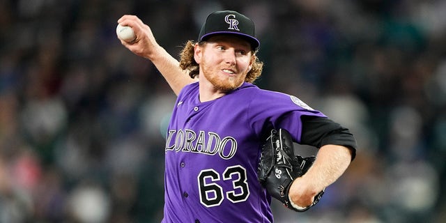 Colorado Rockies starting pitcher Noah Davis lasted five innings and struck out five during the Mariners game, Sunday, April 16, 2023, in Seattle.