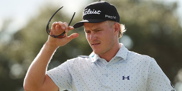 Jed Morgan looks on from the sixth green during the quarterfinals of the LIV Golf Invitational - Miami at Trump National Doral Miami on Oct. 28, 2022 in Doral, Florida.