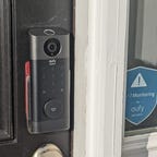 Black video door lock with a 