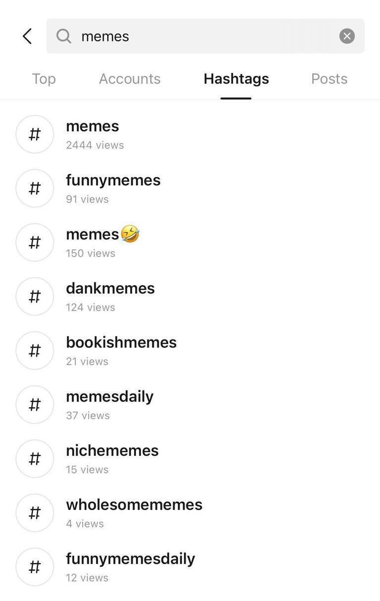 A list of hashtags in the app Lemon8