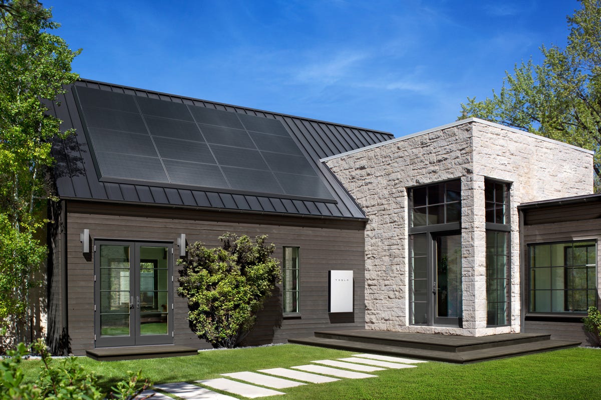 House with solar panels on the roof