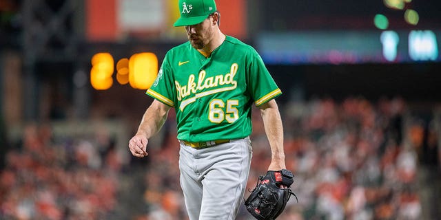 Trevor May walking off mound