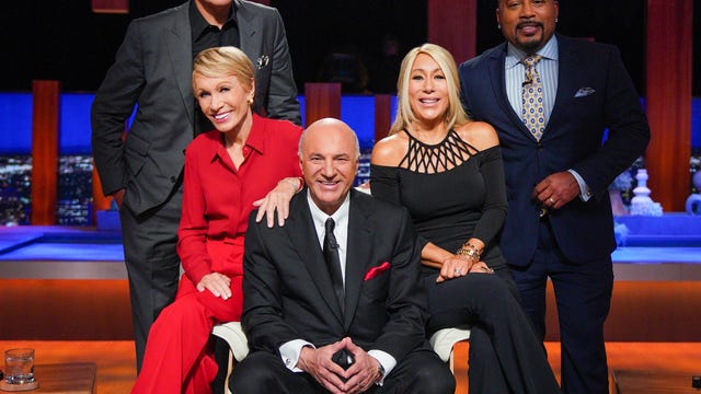 Shark Tank judges Mark Cuban, Barbara Corcoran, Kevin O'Leary, Lori Greiner, Daymond John