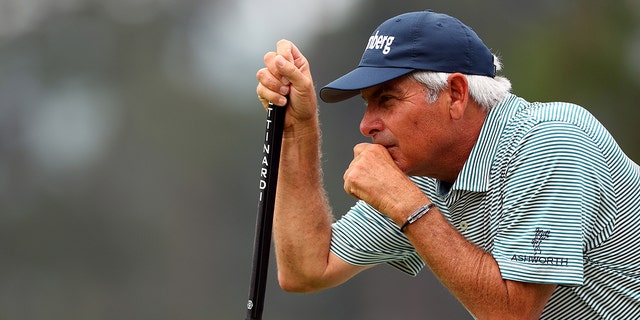 Fred Couples looks over a putt during the first round of the Masters Tournament at Augusta National Golf Club on April 6, 2023.