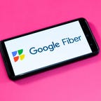 Phone displaying Google Fiber logo