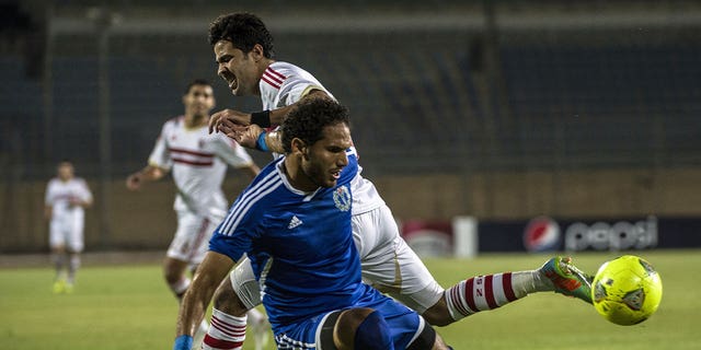 A soccer match between Smouha and Zamalek is being played in Cairo on July 19, 2014. Egypt’s soccer champions Zamalek is under pressure to appoint a new lead after firing their entire coaching staff.