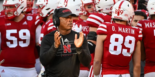 Nebraska Cornhuskers interim head coach Mickey Joseph watches action against the Illinois Fighting Illini during the fourth quarter at Memorial Stadium on Oct. 29, 2022 in Lincoln, Nebraska.