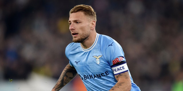 Ciro Immobile of SS Lazio looks on during the Serie A match between SS Lazio and Juventus at Stadio Olimpico on April 8, 2023 in Rome, Italy.