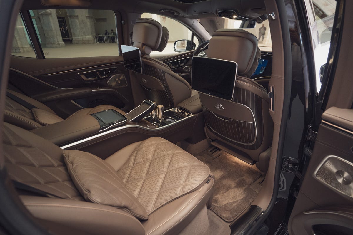 reclining rear seats of the Maybach EQS SUV