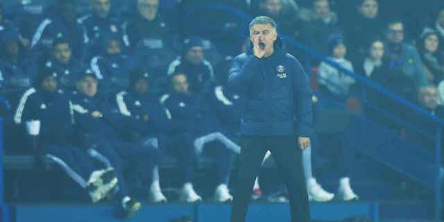 PSGs head coach Christophe Galtier is shown during the French League One soccer match between Paris Saint-Germain and Lyon in Paris, France, on April 2, 2023. Galtier is hurt "at the deepest levels" by accusations that he made racist and anti-Muslim comments at a former job.