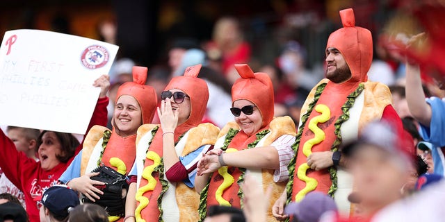 Fans react during the second inning of a game between the Philadelphia Phillies and the Miami Marlins at Citizens Bank Park on April 11, 2023 in Philadelphia, Pennsylvania.