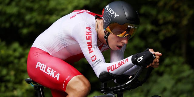 Filip Maciejuk of Poland competes in the Cycling Road - Men's Individual Time Trial on day 7 of the European Championships Munich 2022 on August 17, 2022 in Furstenfeldbruck, Germany.