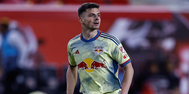 Dante Vanzeir #13 of New York Red Bulls during the game against the San Jose Earthquakes during the game on April 8, 2023 at Red Bull Arena in Harrison, New Jersey.