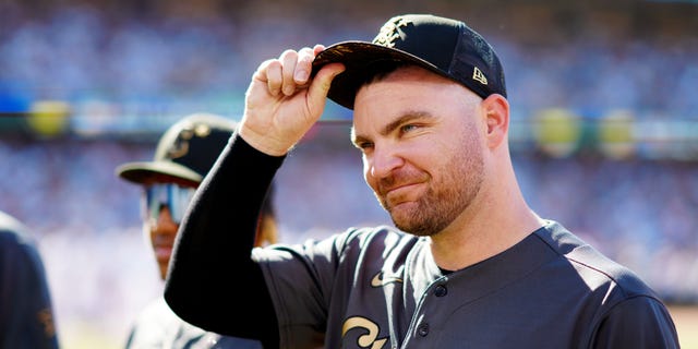 Liam Hendriks of the Chicago White Sox acknowledges the crowd during player introductions prior to the 92nd MLB All-Star Game at Dodger Stadium on July 19, 2022, in Los Angeles.