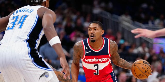 Washington Wizards guard Bradley Beal (3) dribbles the ball up the court against the Orlando Magic during the second half at Amway Center.